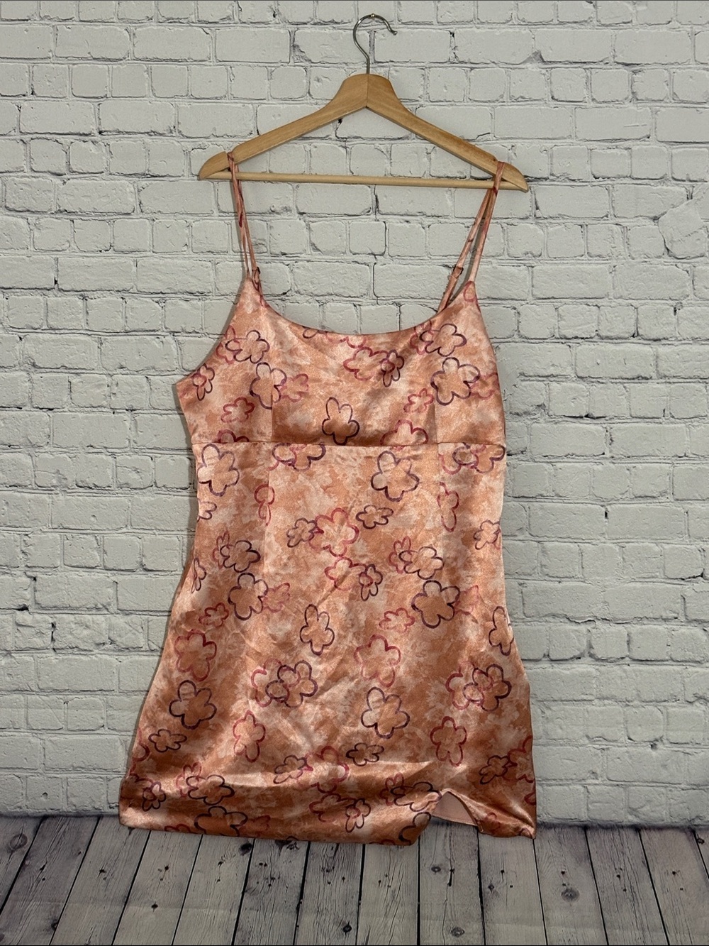 wild fable Peach Floral Satin Chemise